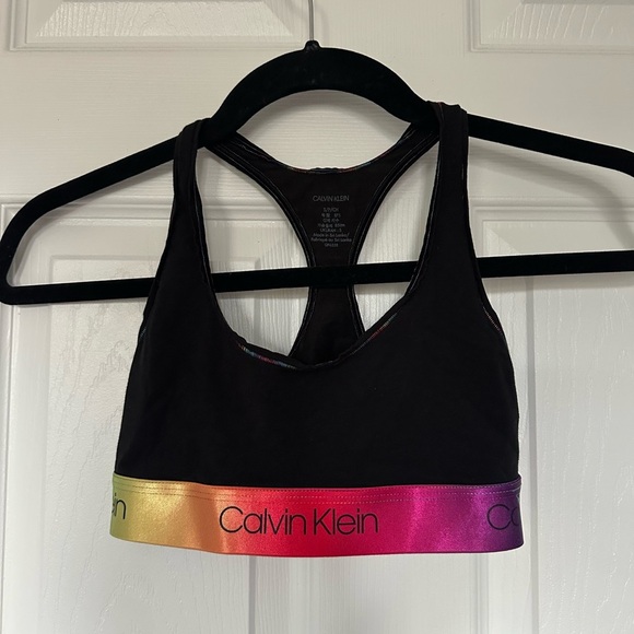 ⚡️2/$25⚡️Calvin Klein Women's Black Sports Bra with Rainbow Band | Size S - Picture 5 of 7